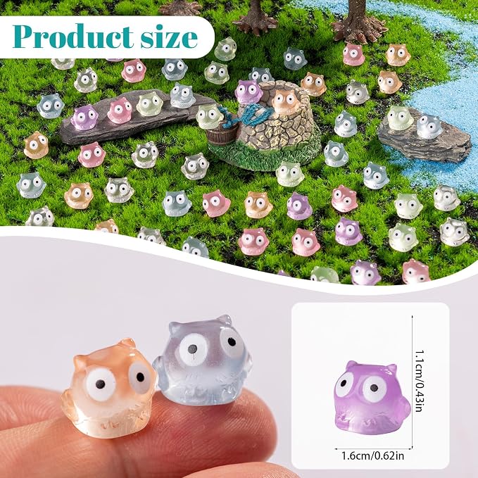 72 Pcs Mini Resin Owl Figurine Bulk Mini Owl Figurine Cake Decorations Cute Miniature Resin Sculpture Ornament Micro Landscape Office Garden Desk Party Tabletop Decor