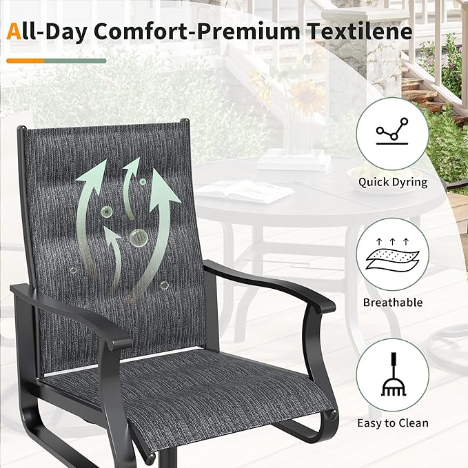 UDPATIO 7 Piece Outdoor Patio Dining Set, Outdoor Patio Table and Chairs Set, 51" Round Table with Umbrella Hole, Patio Swivel Chairs, Patio Table with Chairs for Lawn, Deck, Yard, Backyard