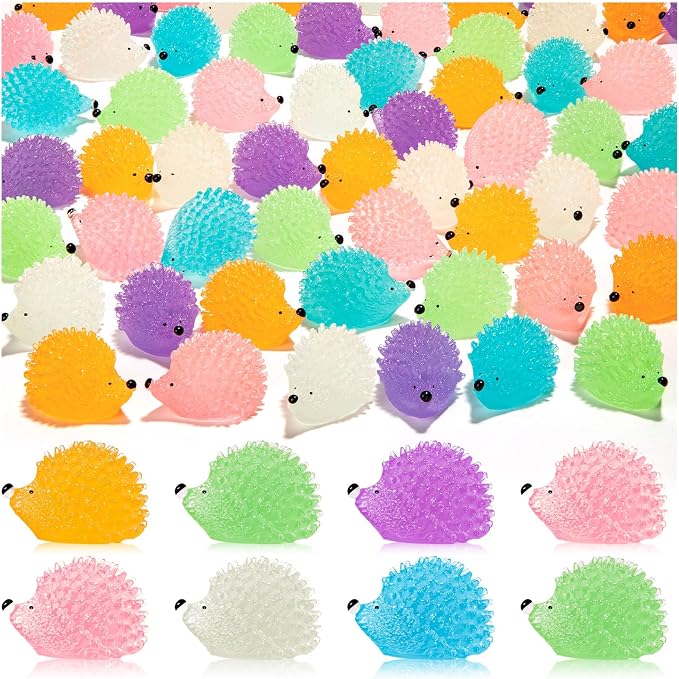 60PCS Luminous Mini Resin Hedgehogs Tiny Resin Hedgehogs for Dollhous | Cute Miniature Hedgehog Figures Glow in The Dark, Micro Landscape DIY Home Outdoor Decor