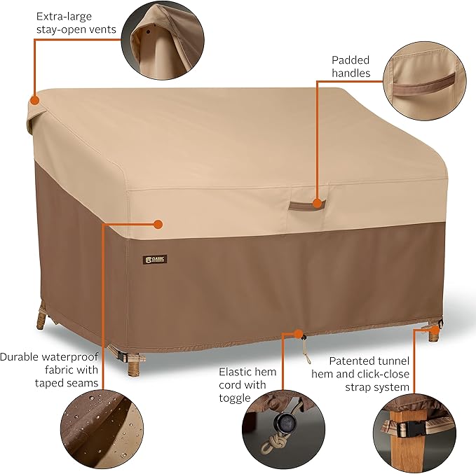 Classic Accessories Veranda's Best Waterproof Patio Sofa/Loveseat Cover, 76 x 33 x 32 Inch