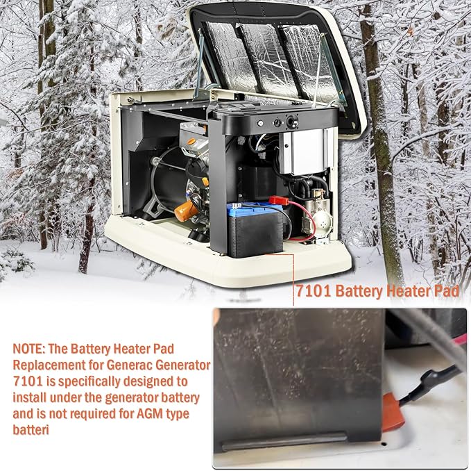 Kefly 7101 Battery Heater Pad, Outdoor Battery Heating Pad Fit For 9kW-22kW Air Cooled Standby Generator Compatible With Generac generator