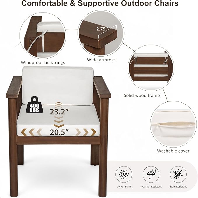 7-Piece Patio Dining Table Set for 6, Outdoor Furniture Sets with 71" Rectangle Table and Removable Cushions,for Backyard Garden Poolside (Mocha + Beige#m)