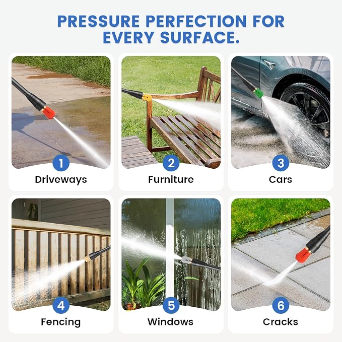 Professional 5000PSI Pressure Washer, Power Washer with Foam Cannon,4 Nozzles,33FT Hose and Soap Bottle, Car/Driveway/Patio Clean,Blue