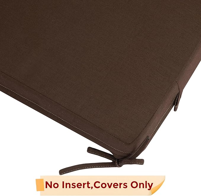 FUNHOME Outdoor Bench Cushion Cover 42 x18 x 3 inch,Water Resistant Cover with Zipper&Ties,Fade-Resistant Slipcover,Patio Porch Swing Cushion Cover Replacement Only,No Insert(Chocolate Brown)