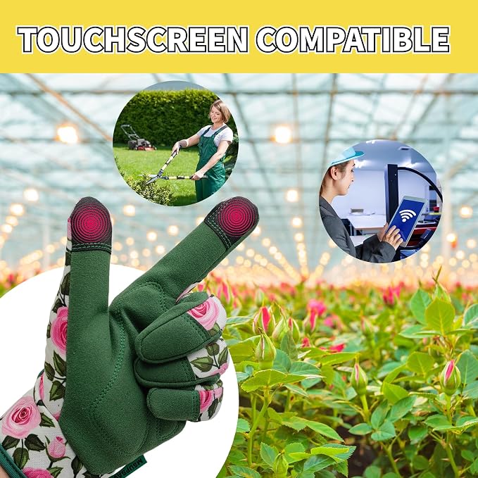 Cute Pattern Gardening Gloves,Thornproof Garden Glove,Gardener Gift | Gardening Gifts for Women,Touchscreen,Tender Thornproof,Cute Pattern,Protection Palm,Machine Washable,Adjustable Cuff