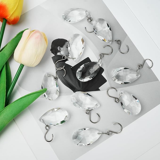 10pcs 38mm Crystal Suncatcher Pendants Chandelier Parts Decor | Crystal Sun Catcher, 38mm Hanging Crystal Chandelier Parts, Prism Pendants with Hook, Crystal Christmas Ornaments Home Decor