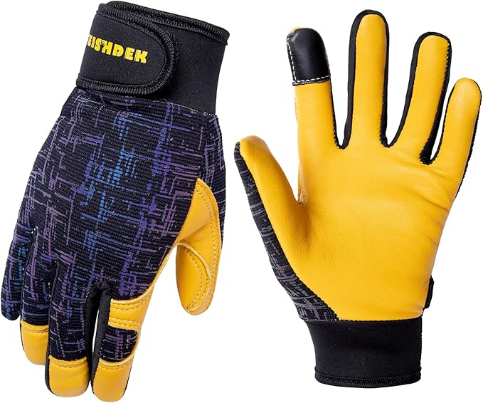 Kids Genuine Leather Work Gloves Age 2-12, Touchscreen, Reflective | Sheepskin Leather, Velcro Design, Breathable, Touch Screen, Garden Work, Safety Gloves for Children, Boys, Girls, Toddlers