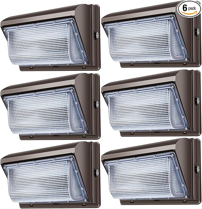 ledmo 120W LED Wall Pack Light - Size Update 6 Pack Dusk to Dawn Outdoor Lighting with Photocell Commercial Industrial Lights for Bay,Shop,Garage,Barn,Warehouse,Building,Yard 5000K