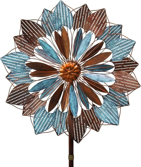 Wind Spinners Outdoor, 84" Large Metal Kinetic Wind Sculptures for Garden, Classic Yard Art with 2 Piece Welcome Flag Decoration
