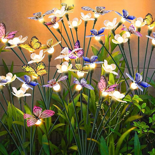FENSAN Solar Garden Lights,4packs-32LED Outdoor Solar Powered Decor for Yard, Patio, Pathway, IP65 Waterproof Butterfly Lights