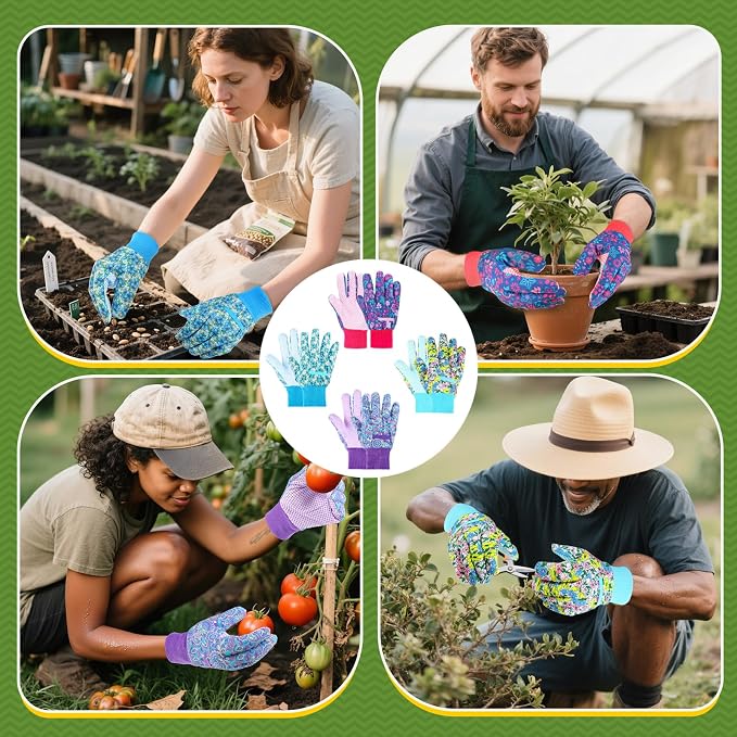 Gardening Work Gloves, Flexible and Breathable Garden Gloves, Gardening Gifts for Women, Machine Washable