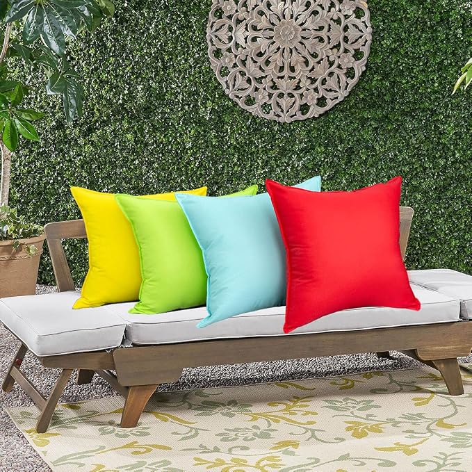 Green Outdoor Waterproof Throw Pillow Covers Pack of 2-18 x18 Standard Durable Vibrant Decorative Water-Resistant Pillowcases for Patio Funiture, Garden, Grass Green