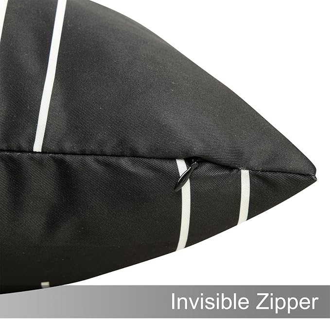 Adabana Set of 4 Outdoor Waterproof Pillow Covers 20x20 Black and White | Modern Geometric Throw Pillows Cover Decorative Boho Pillow Covers for Patio, Garden, Porch