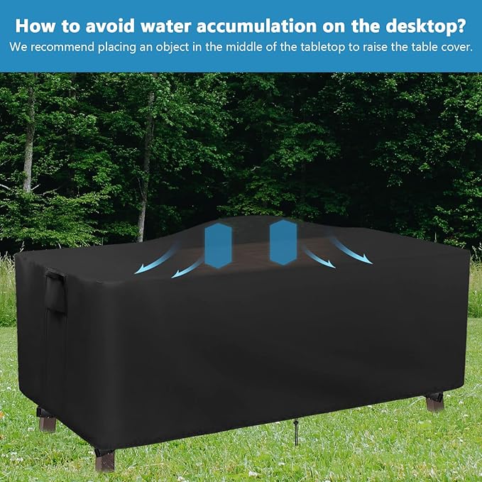 Kingling Patio Table Covers, Rectangular Outdoor Dining Table Cover 60 inch Outdoor Coffee Table Covers Waterproof Heavy Duty Patio Furniture Covers for Outside - 60''L x 35''W x 28''H (Black)