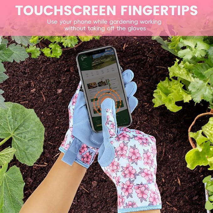 Gardening Work Gloves, Flexible and Breathable Garden Gloves, Gardening Gifts for Women, Machine Washable