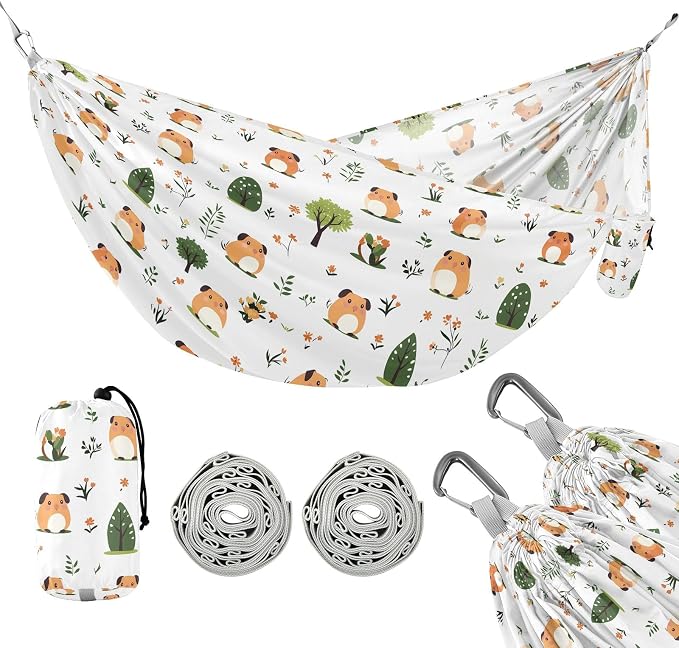 Camping Hammock Outdoor Hammocks for Outside Cavy Guinea Pig Beach Trees Portable Lightweight with Pockets Tree Straps Indoor