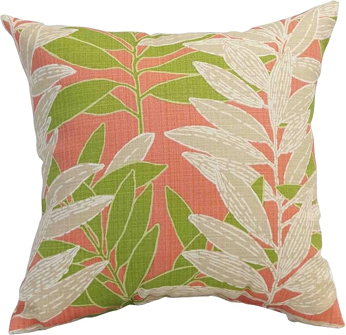 Blazing Needles Square Outdoor Throw Pillow, 17", Eastbluff Coral 2 Count