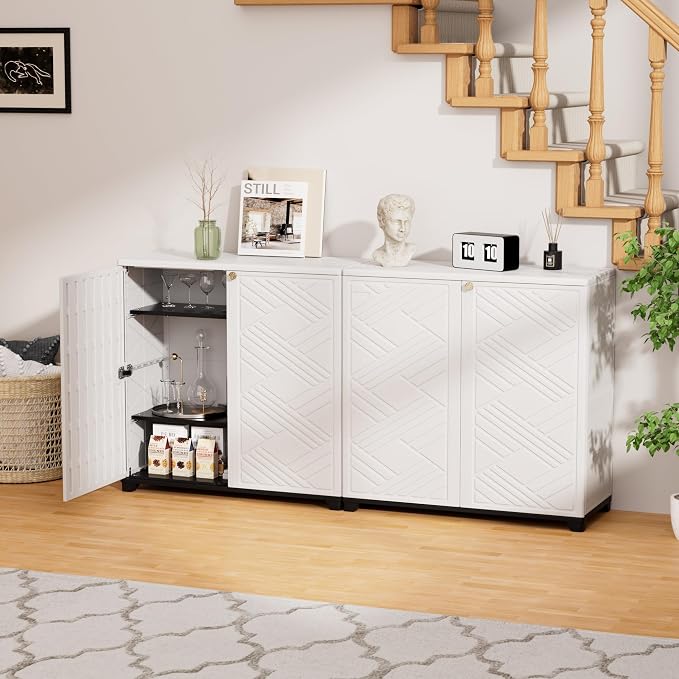Mrosaa Storage Box Outdoor Caninet,Resin Indoor Storage Box Waterproof,Outdoor Storage Cabinets for Patio/Garden/Backyard(with 1 Shelf)-White