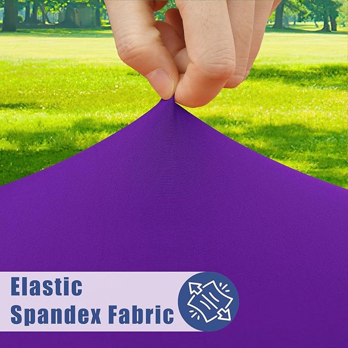 Moosfor Spandex Picnic Table Cloth 2 Pack, Elastic Fitted Tablecloths for Square Tables, Stretch Washable Patio Table Cover for Outdoor, Camping, Banquet and Parties (Purple, 34"x34")