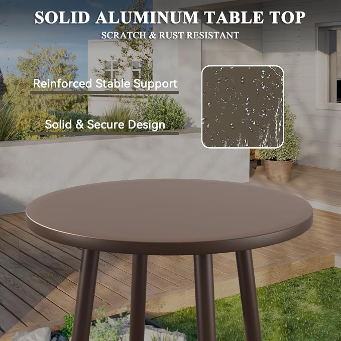 3-Piece Aluminum Outdoor Conversation Set, Modern Deep Seating Chairs with Thick Cushions & Coffee Table, Weather-Resistant for Garden, Porch, Deck, Balcony