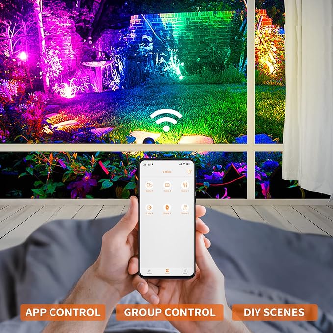 Outdoor Spotlight,15W RGBW Color Changing Landscape Lights 12V Low Voltage Landscape Lighting APP Control, IP67 Waterproof Outdoor Spot Lights for Yard Garden Pathway Decorations, 2Pack