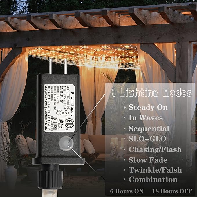LED Net Lights, 270L 10×10 FT Outdoor Mesh Lights for patio, Pergolas