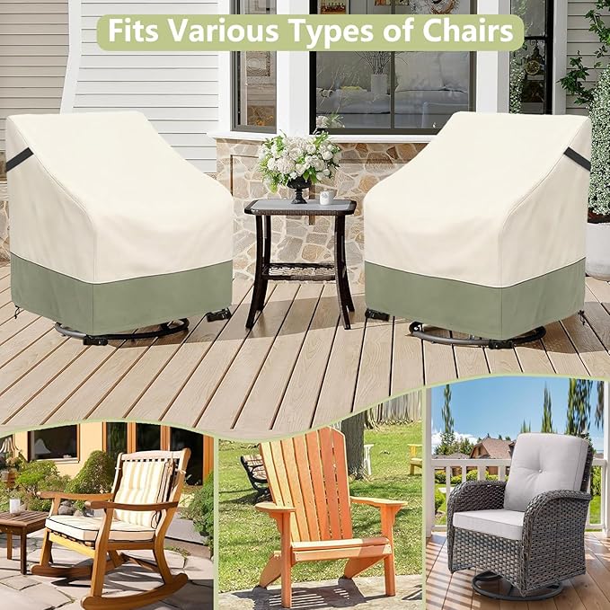 Outdoor Swivel Chair Cover 2 Pack,600D Heavy Duty 100% Waterproof Outdoor Chair Covers,Patio Furniture Covers for Swivel Patio Chairs,33" W x 35" D x 36" H,Beige