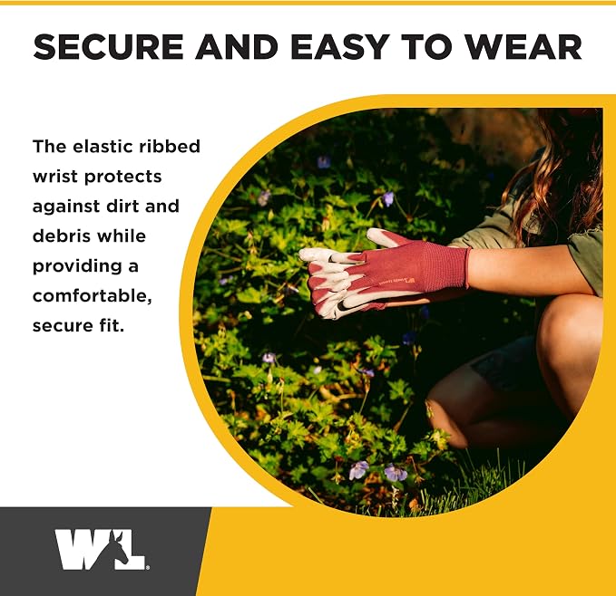 Wells Lamont Gardening Gloves for Women – Breathable Polyester, Seamless Fit – PU-Coated Palm for Grip & Durability