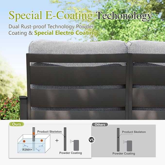 Sophia & William 2 Pieces Patio Furniture Sets Metal Sofa Chairs Patio Cushion Armchairs Swivel Sofa Chairs with Removable Cover for Garden Backyard Poolside Grey