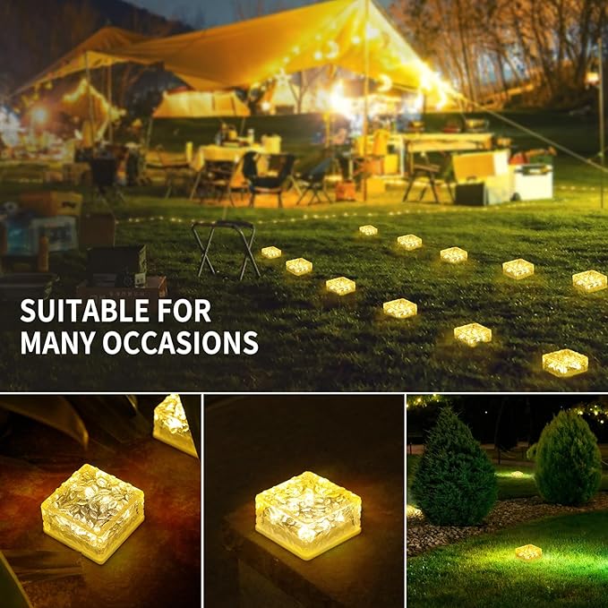 Solar Brick Lights Outdoor Waterproof Small Solar Lights 3 Packs Outdoor Decor for Fence Pathway Path Patio Balcony Outside Garden Bricks Decorations