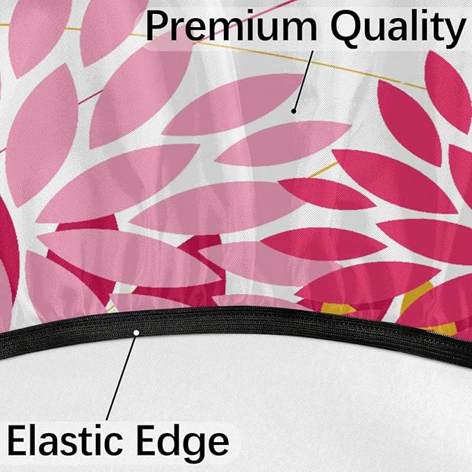 Round Tablecloth with Umbrella Hole and Zipper Elastic Fitted Table Cloth 36"-44" Oil-Proof Waterproof Patio Table Cover for Outdoor Picnic Party, Spring Summer Geometric Elegant Pink Yellow