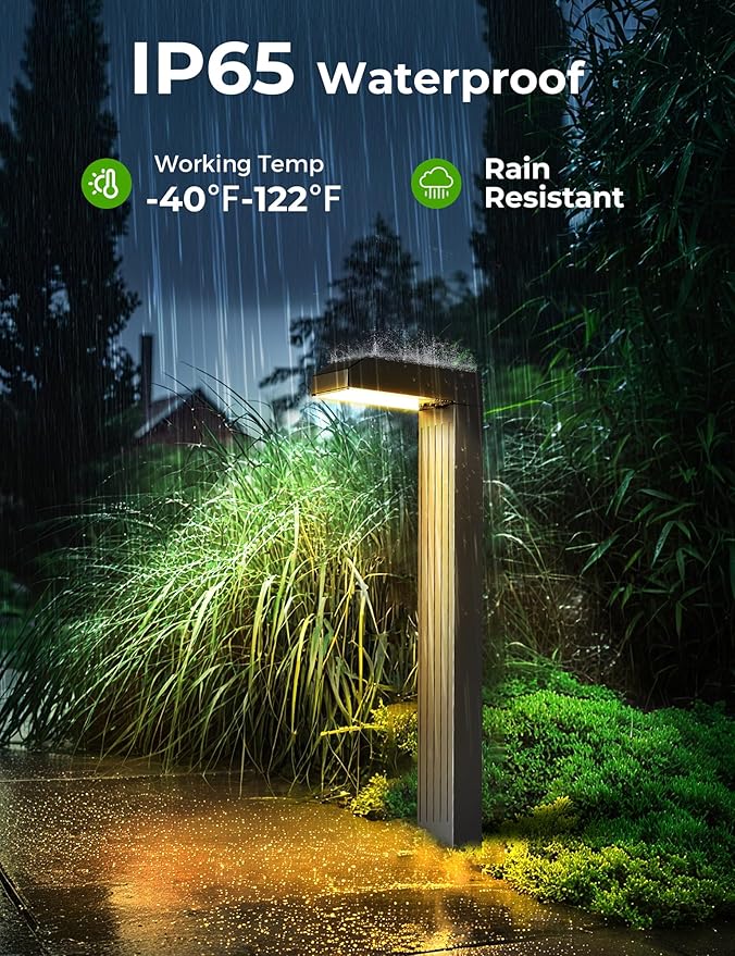 COXSENI Solar Pathway Lights Outdoor 4 Pack, 3 Color in 1 Bright Landscape Lighting with Cool/Warm/Daylight White Modes, Auto On/Off, IP65 Waterproof for Yard Garden Patio Walkway Sidewalk Lawn Decor