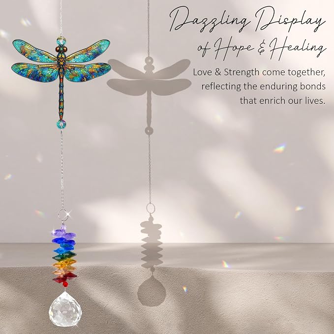 1 Layered Ornament Suncatcher - Dragonfly Gifts - Dragonflies Decor - Dragonfly Keepsake - Rainbow Maker - Hanging Home Decor - Christmas Birthday Gifts for Women, Men Friends, Sisters