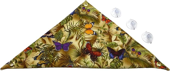 Hammock for Bearded Dragons, Butterflies and Leaves Fabric with Suction Cup Hooks