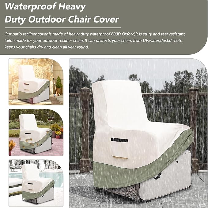 Outdoor Recliner Chair Covers 2 Pack,Patio Swivel Chair Covers,600D Heavy Duty Waterproof Patio Rocking Chair Cover,Outdoor Furniture Covers for All Weather Protection.35''D x 33''W x 41''H