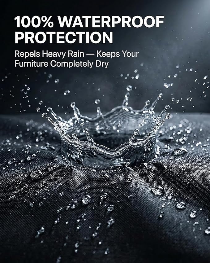 Outdoor Patio Furniture Cover Square, Heavy Duty 600D Waterproof Cover for Table & Chair Set or Sofa Set Covers, Windproof,UV Resistant, All-Season for Backyard,Deck,Garden,62" L x 62" W x 28" H,Black