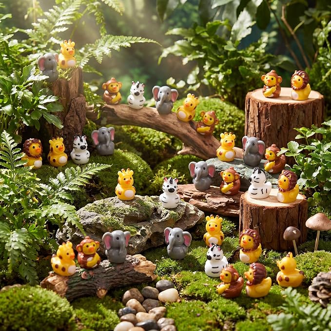 Novabright 100 Pcs Mini Resin Jungle Ducks Tiny Resin Small Jungle Ducks Mini Animal Figurines for DIY Cake Craft Garden Landscape Ornament Potted Decoration Birthday Party Supplies