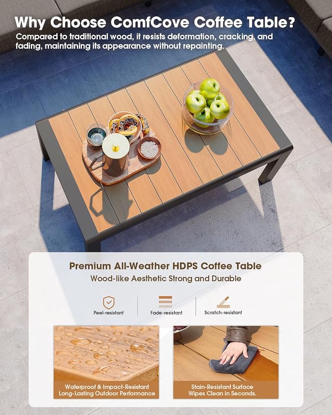 Aluminum Outdoor Patio Furniture 3 Seats, All-Weather Outdoor Patio Sofa with Washable Thick Cushion, Morden Patio Couch for Porch, Balcony, Deck, Yard, Graphite