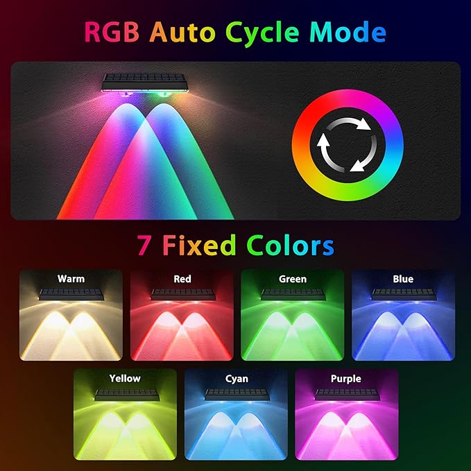 Solar Fence Lights Outdoor - 12 Pack RGB Fence Lights Solar Powered, 7 Color Modes & Warm White, IP67 Waterproof Dusk to Dawn Solar Powered Lights 12+ Hours for Fence/Backyard/Wall/Step/Patio/Deck