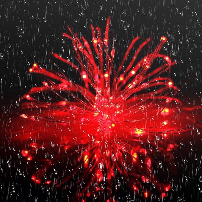 Joomer Solar Fairy Lights, 2-Pack Total 80FT 240LED String Lights, Red | Silver Wire, Solar String Light Waterproof 8 Lighting Modes for Patio Fence Party Garden Yard Home Outdoor Decoration