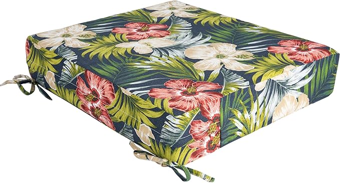 Magpie Fabrics Outdoor Cushion Cover Replacement 2 Pack, NO Insert! Water Repellent Slipcover with Ties Decor for Patio Garden Chair Sofa Bench Wicker(Midnight Floral, 24x22x4 Inch)