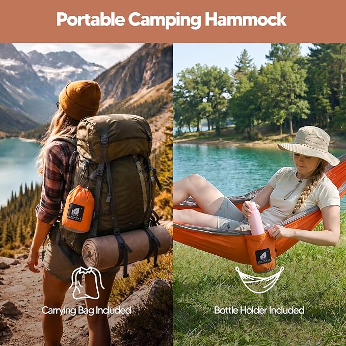 SUNCREAT Hammocks Camping Hammock, Ultralight Hammock for Hiking, Orange