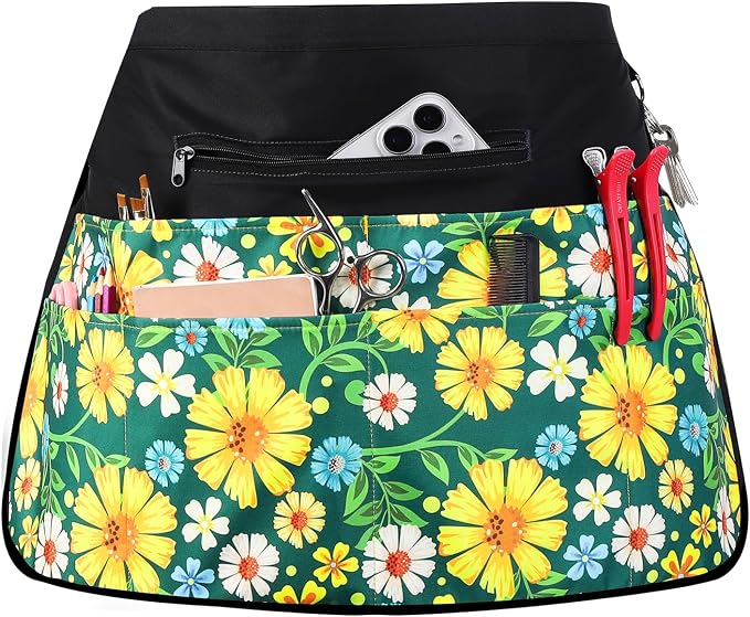 Gardening Apron for Women, Waterproof Half Florist Apron with 7 Pockets, Adjustable Harvesting Aprons