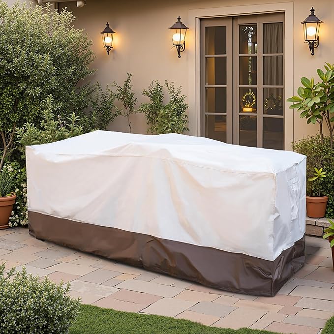 OVIOS Patio Furniture Set Cover Outdoor Sectional Sofa Couch Chair Ottoman Waterproof Covers General Purpose, 78" L x 31" W x 29" H, Beige-Brown