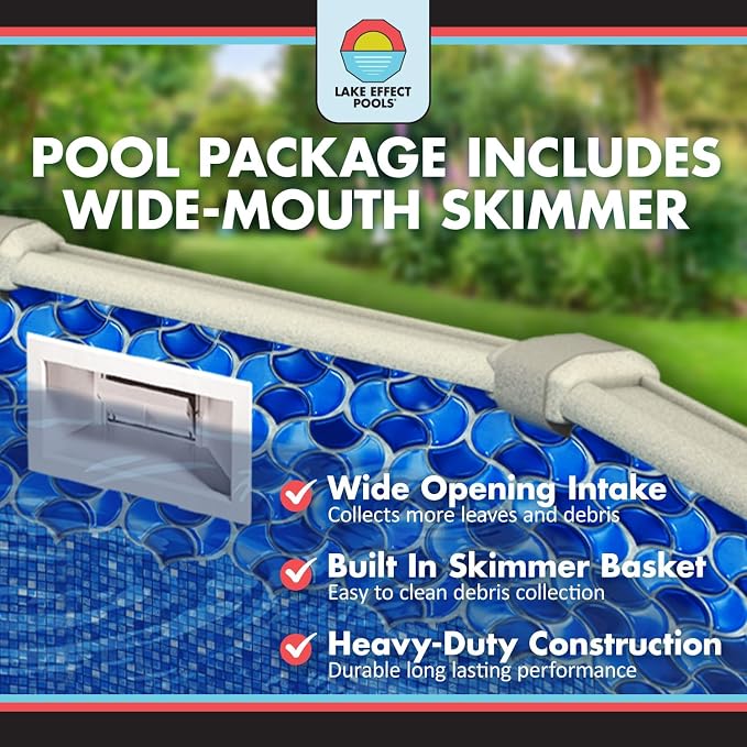 Lake Effect Pools 'Forever' 15 ft x 30 ft Oval Above Ground Swimming Pool | 54 Inch Steel Side Walls | Kit Includes: 25 Gauge Overlap Liner & Widemouth Skimmer