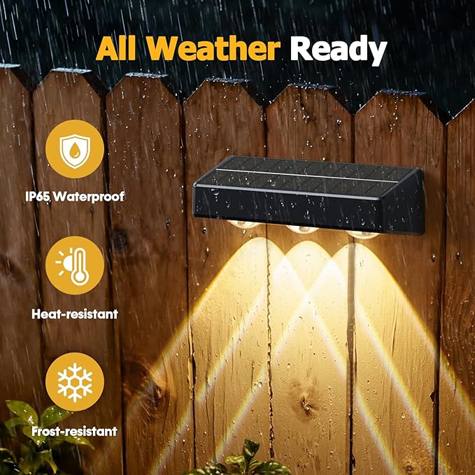 NIORSUN Solar Fence Lights,12 Pack Solars Deck Light,RGB Color,Outdoor Bulb Waterproof Led IP65,Power Patio Lamp with Lenses for Outside/Backyard/Railing/Yard(Black)