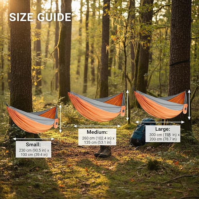 Double Hammock, Outdoor Hammock for Camping Hiking Backpacking, Portable Hammock with Carry Bag and Tree Straps, Hammock for Patio Beach Yard