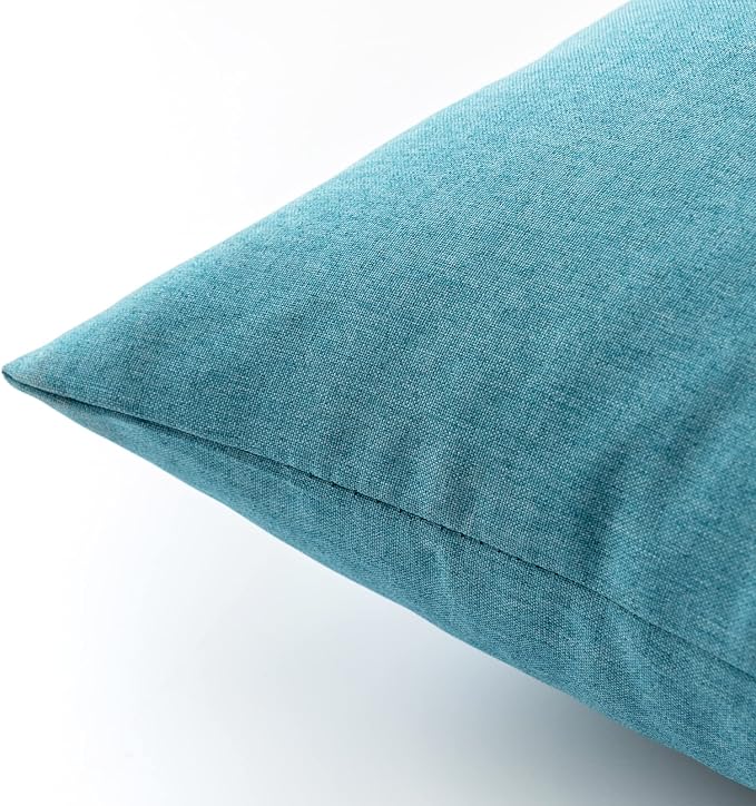 EMEMA Outdoor Waterproof Peacock Blue Pillow Covers 12x20 Inch Rustic Decorative Throw Pillow Covers Cushion Case Rectangle for Patio Sofa Couch Home Bed Farmhouse Car Decor Set of 2