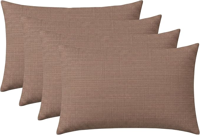 RSH DECOR: Sunbrella Jumbo Lumbar Pillows Set of 4 | 26" x 16" | Indoor Outdoor – Patio, Lounge, Adirondack | Water & Fade-Resistant | Down-Alternative Inserts | Made in USA (Rochelle Truffle)