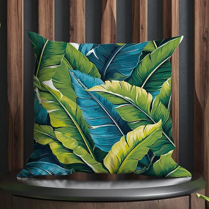 Cushion Cases Turquoise Lime Green Pillows Rustic Teal Blue Aqua Tropical Pillow Cover Accent Decorative Cushion Covers Home Decor for Couch Garden Tent Balcony 18x18 in